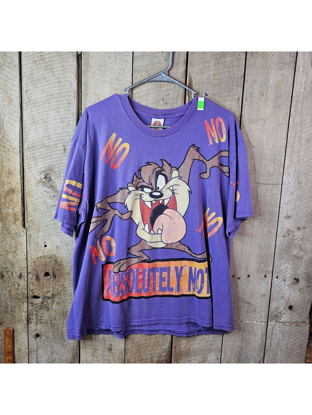Vintage Taz Tasmanian Devil Absolutely Not All Over Print T-Shirt 14W/16W